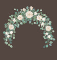 white rose flowers and silver dollar eucalyptus vector image vector image