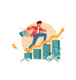 young man hurry up consisting finance graph vector image vector image