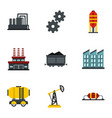 petroleum industry technology icons set flat style vector image