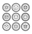 set of vintage clocks monochrome pictures vector image vector image