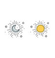 weather icon set shining crescent moon and sun vector image