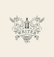 writer logo or icon with nib and angels vector image vector image