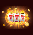 golden slot machine wins jackpot 777 big win vector image
