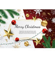 banner with christmas tree branches gold vector image