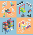 car service center isometric icons flat 3d vector image vector image