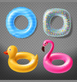 realistic rubber rings - duck pink lifebuoy vector image vector image