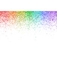 rainbow falling glitter particles on white vector image vector image