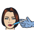 woman receiving a botox injection in lips vector image