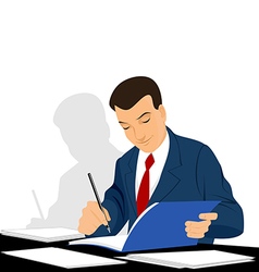 Office worker signing contract business concept Vector Image