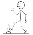cartoon man walking and stepping on dog vector image