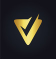 letter v check gold logo vector image vector image