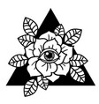 rose and eye tattoo with sacred geometry frame vector image vector image