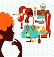 beautiful woman silhouette with fashion icons vector image