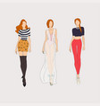 hand drawn fashion models vector image