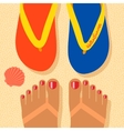 hello summer - concept background self shoot feet vector image vector image