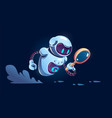 search metal bot with magnifier is flying over vector image vector image