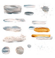 silver paint brush stroke set vector image