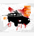 squad rides by car and shoots vector image vector image