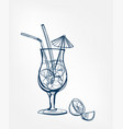 cocktail one line art drink isolated sketch vector image