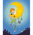 a girl and moon vector image