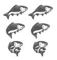 set of vintage swimming carp fish vector image vector image