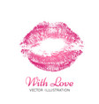 a bright pink imprint of the lips vector image