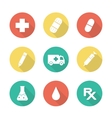 medical flat design long shadow icons set vector image