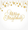 merry christmas hand written lettering golden vector image