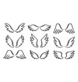 angel doodle wing set hand drawn vector image