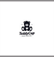 teddy bear with cup logo design template vector image vector image