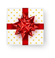 white square gift box with big shiny red bow vector image
