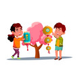 asian little boy and girl hanging chinese red vector image