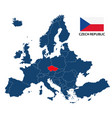 map of europe with highlighted czech republic vector image