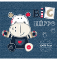 jeans background with cute hippo converted vector image vector image