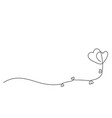 one line drawing of small hearts on vertical wavy vector image