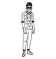 bearded man in fashion clothes hipster outfit vector image