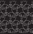 one line drawing women faces seamless pattern vector image vector image