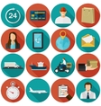 set of flat color icons with long shadows concept vector image