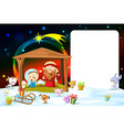 christmas frame - nativity with lights and cute vector image vector image