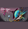 fear and courage battle in the astral realms vector image vector image