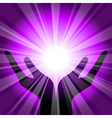 purple background with hands vector image vector image