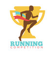 running competition man on background of golden vector image
