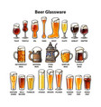 set of different types of beer glasses and mugs vector image vector image