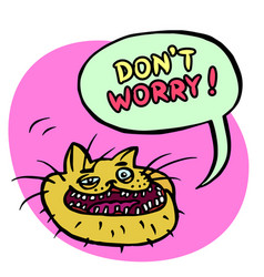 Cartoon kitten with bubble gum on a pink Vector Image