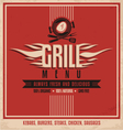 grill menu retro flyer design template vector image vector image