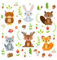 forest animals in cartoon style characters vector image