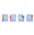 men and women protect information on smartphones vector image