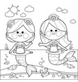 beautiful mermaids swimming in water vector image