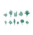 fruit trees linocut set vector image vector image