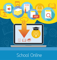 laptop with icons school online e-learning concept vector image